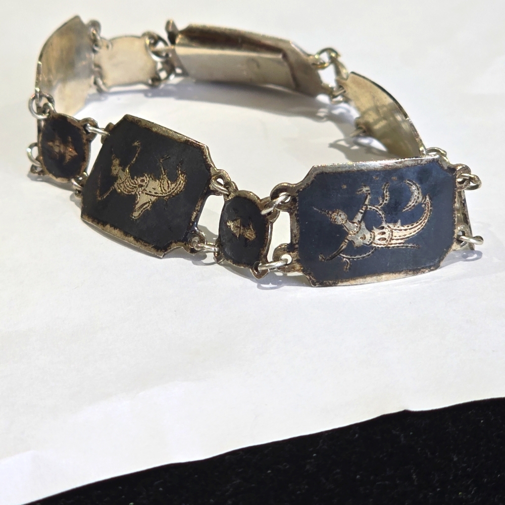 Vintage Siam 925 Sterling Silver Bracelet Dancing Goddess